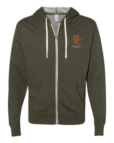 Left Crest Hooded Sweatshirt in Olive Heather